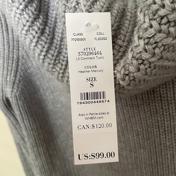 NWT White House Black Market Women’s Cowlneck Tunic. Size Small. - Picture 8 of 9